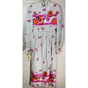 1960s 1970s Vintage Floral Maxi Long Dress NWT